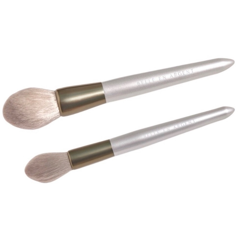 BELLE EN ARGENT Bronze & Buff Makeup Brush Duo NWT